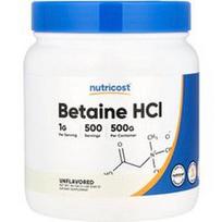 Nutricost, Betaino HCl, be skonio, 508 g (18,1 uncijos)