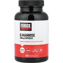 Force Factor, D-manozė, 500 mg, 120 augalinių kapsulių