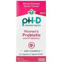 pH-D Feminine Health, Moterims skirti probiotikai ir prebiotikai su spanguolėmis, 30 kapsulių