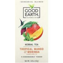 Good Earth Teas, Sensoriniai mišiniai, žolelių arbata, tropinis mangas ir moringa, 15 biologiškai skaidžių arbatos pakelių, 42 g