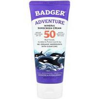 Badger, „Adventure“, mineralinis apsauginis kremas nuo saulės, SPF 50, bekvapis, 87 ml