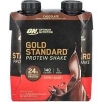 Optimum Nutrition, „Gold Standard®“ baltymų kokteilis, šokoladinis, 4 pakuotės po 325 ml (11 skysčio uncijų)