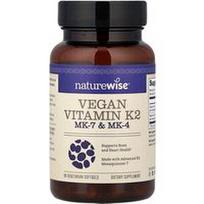 NatureWise, Veganiškas vitaminas K2, MK-7 ir MK-4, 90 vegetariškų minkštųjų gelių