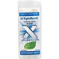 Xyloburst, Ksilitoliu saldintos mėtinės lazdelės, pipirmėčių, 60 gabalėlių, 36 g