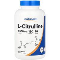 Nutricost, L-citrulinas, 180 kapsulių (750 mg vienoje kapsulėje)