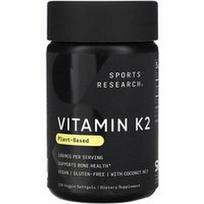 Sports Research, Vitaminas K2, augalinis, 100 mcg, 120 daržovių minkštųjų gelių