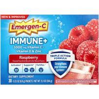 Emergen-C, „Immune+“ vitaminas C + vitaminas D ir cinkas, aviečių skonio, 30 pakelių po 8,8 g (0,31 uncijos)