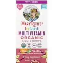 MaryRuth's, Organiniai kūdikių multivitaminų skystieji lašai, 6–12 mėnesių, apelsinų ir vanilės skonio, 60 ml