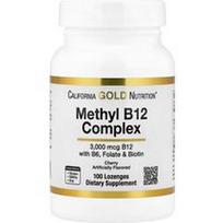 California Gold Nutrition, Metil B12 kompleksas su folatais, biotinu ir vitaminu B6, vyšnių skonio, 100 pastilių