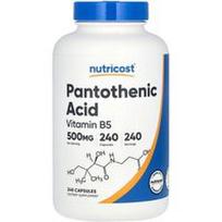 Nutricost, Pantoteno rūgštis, 500 mg, 240 kapsulių