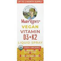 MaryRuth's, Veganiškas vitamino D3 + K2 skystasis purškiklis, beskonis, 30 ml