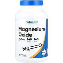 Nutricost, Magnio oksidas, 750 mg, 240 kapsulių