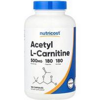 Nutricost, Acetil-L-karnitinas, 500 mg, 180 kapsulių