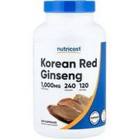 Nutricost, Korėjietiškas raudonasis ženšenis, 240 kapsulių (500 mg vienoje kapsulėje)