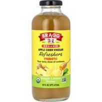 Bragg, Organinis obuolių sidro acto gaiviklis su prebiotikais, imbiero, citrinos ir medaus ekstraktu, 473 ml