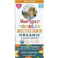 MaryRuth's, Organiniai skysti multivitaminų lašai su geležimi mažyliams, 1-3 metų, apelsinų ir vanilės, 60 ml