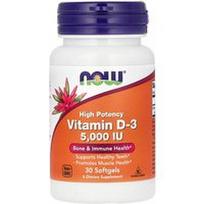 NOW Foods, Vitaminas D-3, didelės koncentracijos, 5000 TV, 30 minkštųjų kapsulių