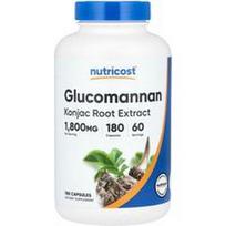 Nutricost, Gliukomanano konjako šaknų ekstraktas, 180 kapsulių (600 mg vienoje kapsulėje)