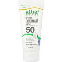 Alba Botanica, Skaidrus mineralinis veido losjonas nuo saulės, SPF 50, be kvapiklių, 59 ml