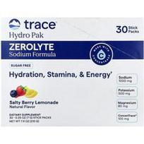 Trace, „Hydro Pak“, „ZeroLyte“, natrio formulė, sūrus uogų limonadas, 30 pakelių po 0,25 uncijos (7 g)