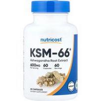Nutricost, KSM-66®, ašvagandos šaknų ekstraktas, 60 kapsulių