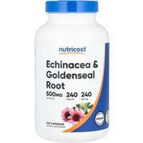 Nutricost, Ežiuolės ir auksažolės šaknies, 500 mg, 240 kapsulių