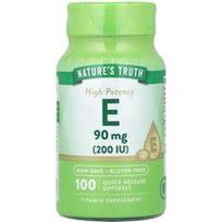Nature's Truth, Vitaminas E, didelio stiprumo, 90 mg (200 TV), 100 greito atpalaidavimo minkštųjų kapsulių