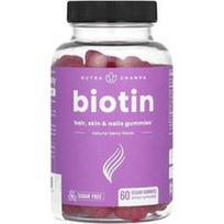 NutraChamps, Biotinas, plaukų, odos ir nagų guminukai, be cukraus, natūralios uogos, 60 veganiškų guminukų (5000 mcg viename guminuke)