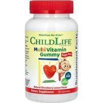 ChildLife Essentials, Multivitamininiai guminukai, be cukraus, natūralios braškės ir citrina, 90 guminukų