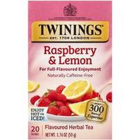 Twinings, Aromatizuota žolelių arbata su avietėmis ir citrina, be kofeino, 20 arbatos pakelių, 50 g