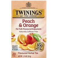 Twinings, Aromatizuota žolelių arbata, persikų ir apelsinų, be kofeino, 20 arbatos pakelių, 50 g