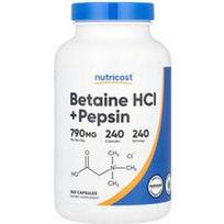 Nutricost, Betaino HCl + pepsinas, 240 kapsulių