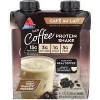 Atkins, Šaltos kavos baltymų kokteilis, „Cafe Au Lait“, 4 kokteiliai po 325 ml (11 skysčio uncijų)