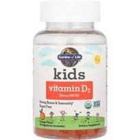 Garden of Life, Vaikams, Vitaminas D3, Apelsinas, 20 mcg (800 TV), 60 vegetariškų guminukų