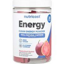 Nutricost, Energija, švarios energijos milteliai, pasiflorų gvajavos, 20 pakelių po 5 g (0,18 uncijos)