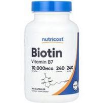 Nutricost, Biotinas, 10 000 mcg, 240 kapsulių