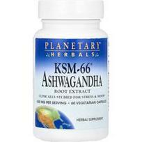Planetary Herbals, KSM-66® ašvagandos šaknų ekstraktas, 60 vegetariškų kapsulių (300 mg vienoje kapsulėje)