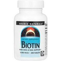 Source Naturals, Biotinas, 5000 mcg, 200 tablečių