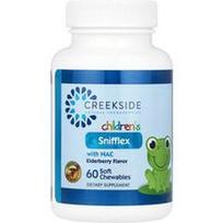 Creekside Natural Therapeutics, Vaikams skirtas „Snifflex“ su NAC ir šeivamedžio uogomis, 60 minkštų kramtomųjų tablečių