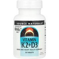 Source Naturals, Vitaminas K2+D3, 30 tablečių