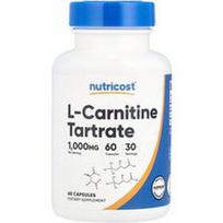 Nutricost, L-karnitino tartratas, 60 kapsulių (500 mg vienoje kapsulėje)