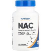 Nutricost, NAC, 600 mg, 30 kapsulių