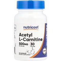 Nutricost, Acetil-L-karnitinas, 500 mg, 30 kapsulių