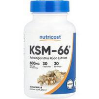 Nutricost, KSM-66, ašvagandos šaknų ekstraktas, 600 mg, 30 kapsulių
