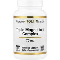 California Gold Nutrition, Trigubas magnio kompleksas, 70 mg, 90 vegetariškų kapsulių