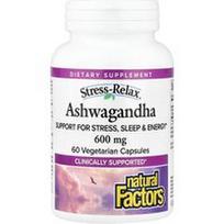 Natural Factors, „Stress-Relax®“, ašvaganda, 600 mg, 60 vegetariškų kapsulių