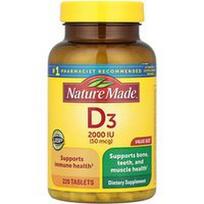 Nature Made, Vitaminas D3, 50 mcg (2000 TV), 220 tablečių