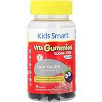 Kids Smart, „Kids Smart®“, VITA guminukai, „Iron Health“, nuo 3 metų, gervuogių limonadas, 30 guminukų