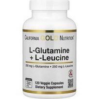 California Gold Nutrition, L-glutaminas + L-leucinas, 120 vegetariškų kapsulių