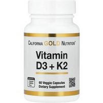 California Gold Nutrition, Vitaminas D3 + K2, 60 daržovių kapsulių